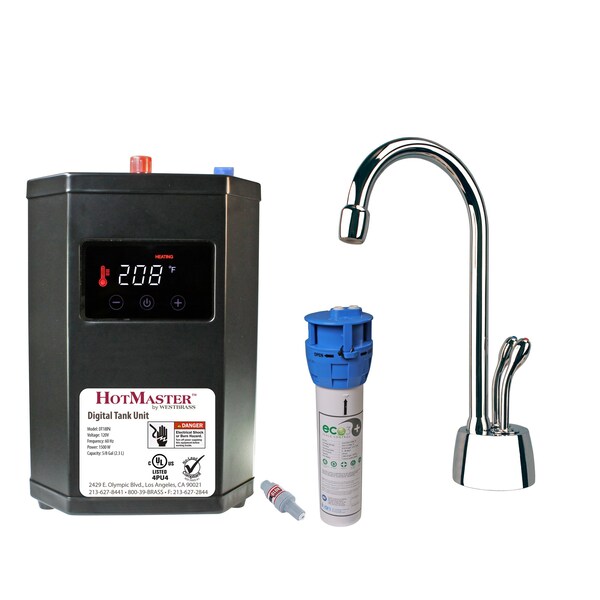 Westbrass Develosah 9" 2-Handle Instant Hot and Cold Water Dispenser with Heat Tank, Polished Chrome DT1F272-26 - main